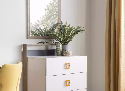 Gruppe Kommode mit Spiegel Kommoden Holz Weiß Kinderzimmer Schrank Set